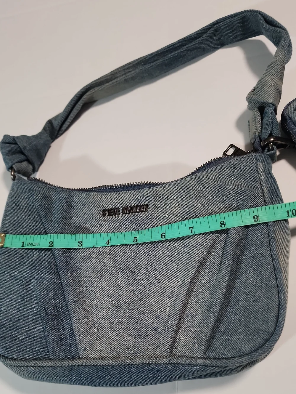 Steve Madden Denim Blue Shoulder Bag with Floral Coin Pouch